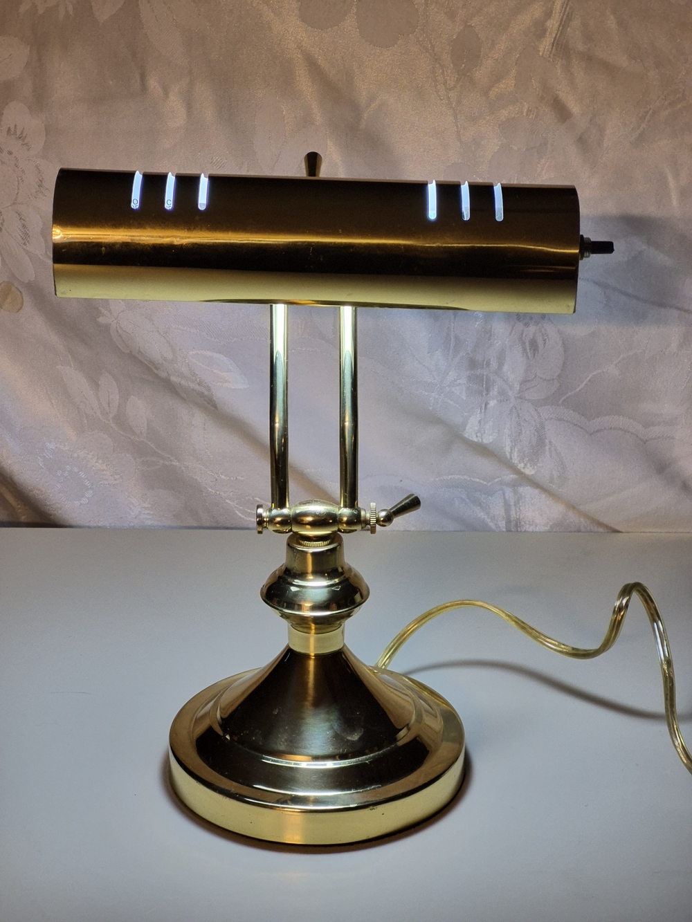 Vintage Brass Desk, Piano, Library Adjustable Corded Lamp